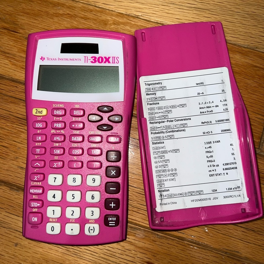 Hot Pink Texas Instrument 30X Calculator